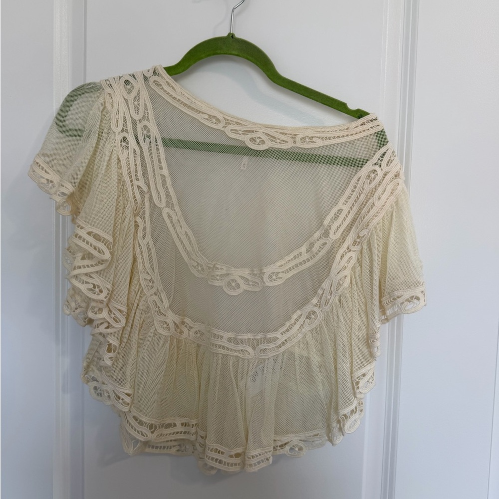 Free People Cream Lace Blouse